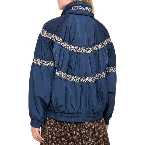 Free People Bomber Blue & Floral Jacket | XS| Zip Up - Picture 5 of 16